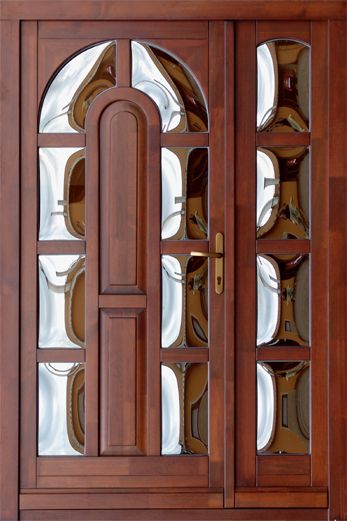 140x210 cm kétszárnyú aszimmetrikus borovi fenyő kültéri bejárati ajtó lazúr festett kivitelben tip:BJ01
