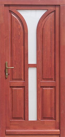 100x210 cm egyszárnyú borovi fenyő kültéri bejárati ajtó lazúr festett kivitelben tip:BJ11