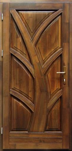 100x210 cm egyszárnyú borovi fenyő kültéri bejárati ajtó lazúr festett kivitelben tip:BJ14 Tele