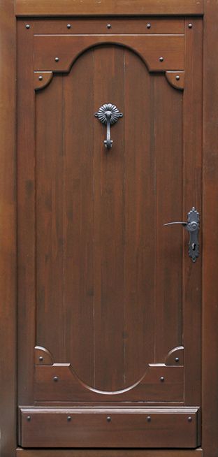 100x210 cm egyszárnyú borovi fenyő kültéri bejárati ajtó lazúr festett kivitelben tip:BJ18 Kopogtató nélkül