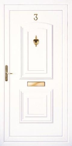 Műanyag bejárati ajtó típus: REIN HPL panel 100 x 210 cm méretben, fehér színben