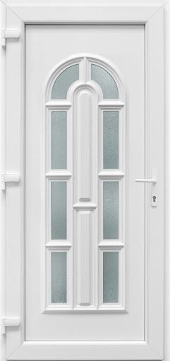 Műanyag bejárati ajtó típus: KORFU 8 ÜVEGES 100 x 210 cm méretben, fehér színben